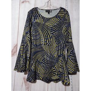 Antthony Shirt Ladies Large Long‎ Sleeve Bell Sleeve Geometric Print Tunic